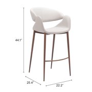 Limay Barstool Beige & Walnut Barstool, Modern Style, Plush and durable faux leather fabric, Steel, Indoor Bar