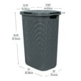 thumbnail image 4 of Mind Reader 60L Slim Laundry Hamper Clothes Basket, Lid, Plastic, 17.65"L x 13.75"W x 24.15"H, Gray, 4 of 9