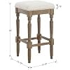Backless Counter Stools Set of 2, 26" Wooden Counter Height Barstools with Nailhead Trim Seat for Kitchen Island/Patio/Balcony, Beige Fabric with Dark Brown Legs