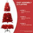 thumbnail image 2 of imerelez Prelit Christmas Tree Artificial 7ft Red Christmas Tree with 1066 PVC Branch Tips, Hinged Premium & Foldable Base for Indoor Holiday Decorating, 2 of 7