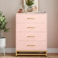 thumbnail image 3 of TROPOW Commodes et Chiffonniers, Commode à 4 Tiroirs en Bois pour Rangement de Chevet Chambre Commode Triple Commode de Chevet pour Rangement Commode Moderne avec Poignées Dorées Rose, 3 of 9