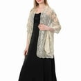 thumbnail image 2 of Xfvqtps Womens Sequin Shawl Wedding Dress Evening Gown Cheongsam Shawl Bride Bridesmaid Shawl Scarf Beige, 2 of 8