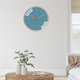 thumbnail image 3 of Reloj de pared silencioso, redondo, funciona con pilas, decoración artística moderna. Azul oro rosa, 3 of 7