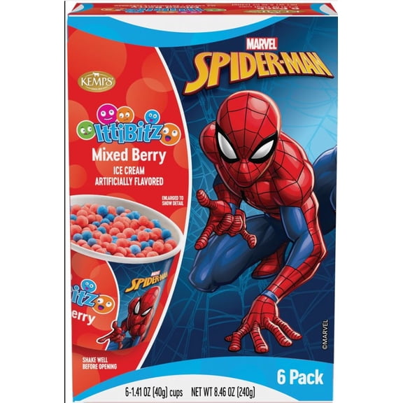 Kemps Spiderman Mixed Berry IttiBitz 1.4oz 6pk 4BX