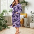 thumbnail image 3 of Xoenoiee Purple Bat Paint Splatter Print Women's Long House Dress Zipper Loungewear Halloween Long Sleeve Zip Up Robes Full Length Sleepwear Nightgown with Pockets, Size S, 3 of 7
