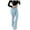 Blue, variant on Aoochasliy Plus Size Womens Pants with Pockets Women Solid Color Solid Flared High Jeans Flares Ankle Trendy Pants Trouser