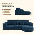 thumbnail image 4 of Hawsaiy 104" Modular Sectional Sofa with L-Shape Chaise,Cloud Sectional Modern Sleeper Couch with Deep Seat,Sponge Compression Sofas, No Assembly (Blue Corduroy Fabric), 4 of 9