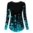 thumbnail image 4 of Abcnature Women Ladies Loose Print O-neck Long Sleeve T Shirt Polluver Blouse Tops Plus Size Tops for Ladies Autumn Winter Casual Loose Tunic Blouse Blue XL, 4 of 4