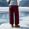 thumbnail image 4 of Women's Warm Insulated Quilted Winter Pants Fleece Lined Water Resistant Snow Pants Elastic High Waist with Pockets Outdoor Hiking Ski Bottoms Wine, 4 of 8