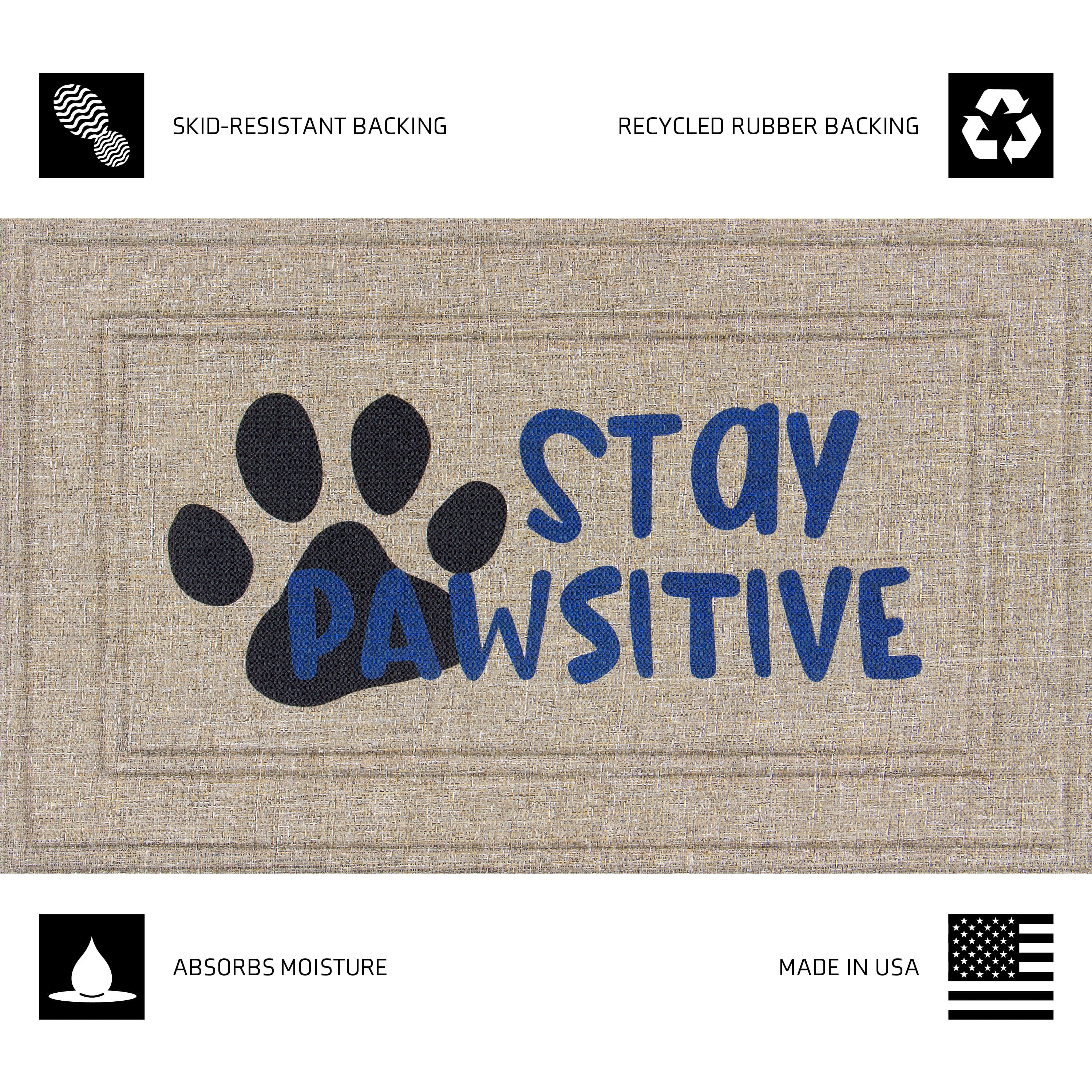 Mainstays Soho Stay Pawsitive Doormat, 18 in x 30 in