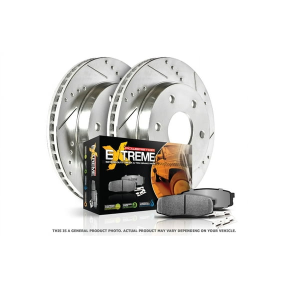 PowerStop Rear Z36 Truck & Tow Carbon-Fiber Ceramic Brake Pad and Drilled and Slotted Rotor Kit Fits: CHEVROLET GMC Select Models K2018-36