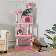 thumbnail image 2 of Alden Design 62" Double Condos Cat Tree and Scratching Post Tower, Pink, 2 of 9
