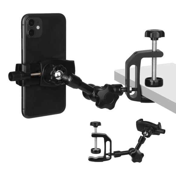 Soporte de teléfono Mippko para armario de cocina, escritorio, mesa o barra, negro