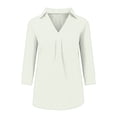 thumbnail image 5 of Babysbule Women V-Neck 3/4 Sleeve T-Shirt Casual Blouse Soft Polyester Top for Spring Summer Daily Wear, 5 of 6
