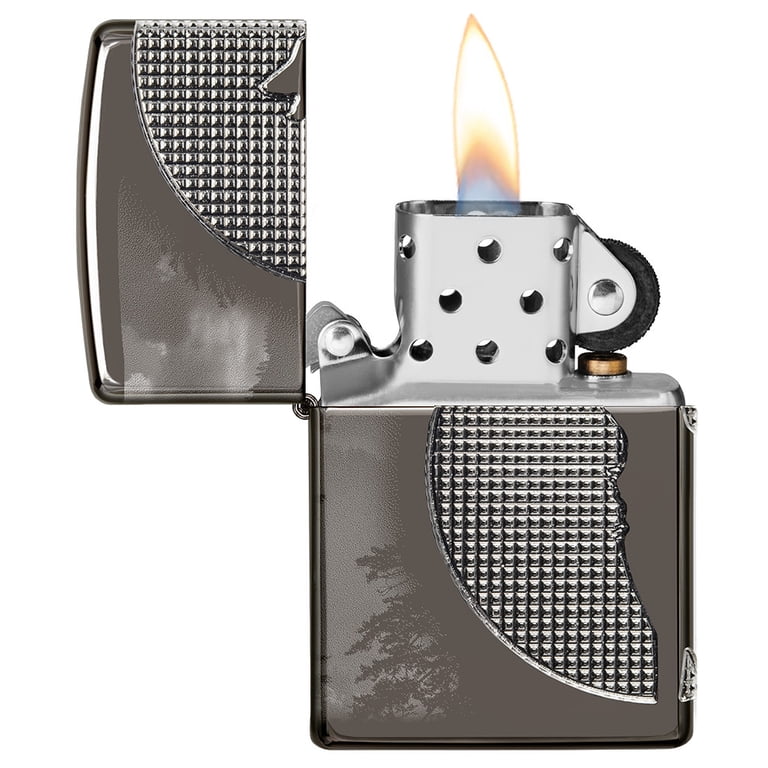 Zippo Armor Retro Star Black Ice Windproof Lighter - Refillable, Made In USA, Lifetime Guarantee