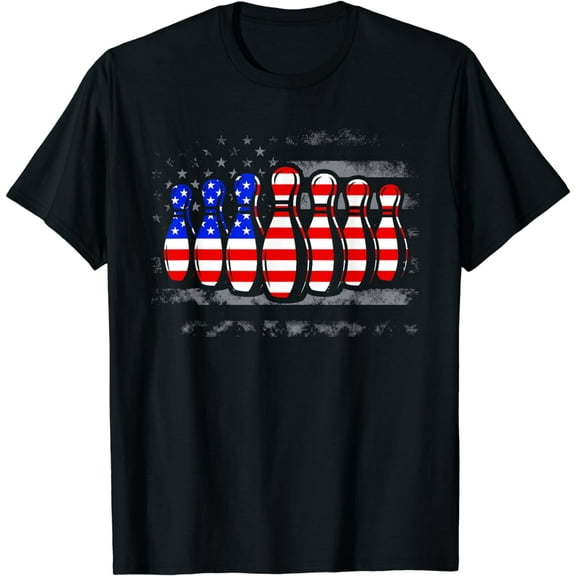Bowling USA American Flag 4th of July Bowler Patriotic T-Shirt