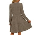 thumbnail image 5 of Tdoqot Womens Cotton Dresses with Pockets- Long Sleeve Stretch Ruffle Casual Midi Dress Spring Dresses Brown Size S, 5 of 8