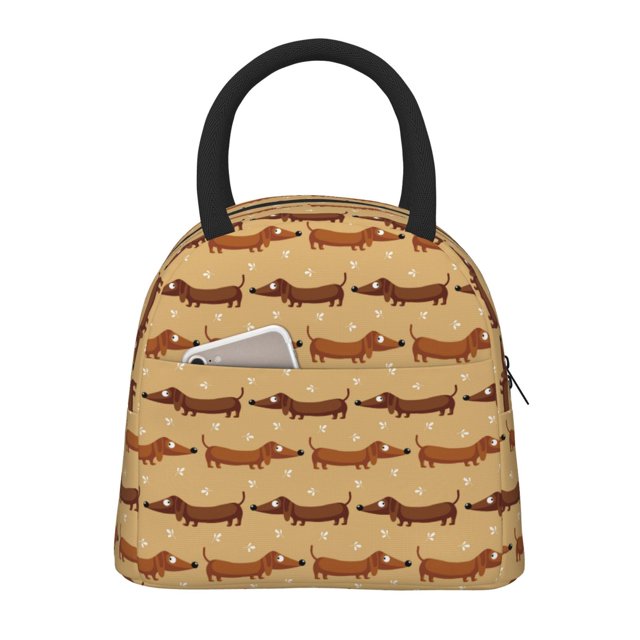 Fotbe Dachshund Dog Puppy Bolsa de Almuerzo con Estampado, Lonchera Aislada, Contenedor de Comida Reutilizable Tipo Cooler a Prueba de Fugas