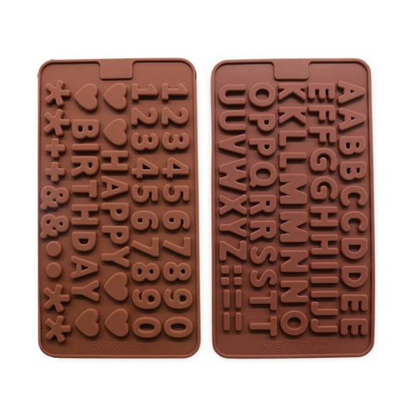 2Pcs Digital Letter Silicone Mold Chocolate Candy Kitchen Mould DIY Baking Tools Multi-color Silicone