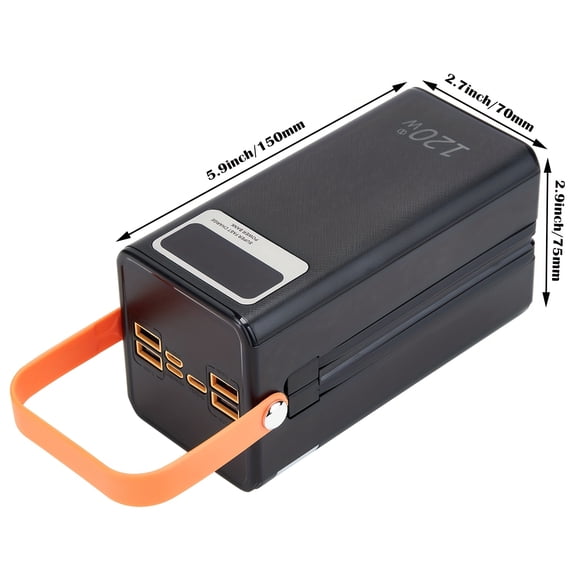 70000mAh Power Bank with Built-in Cables, 120W Fast Charging, 4 Outputs 3 Inputs, LED Light for Phone, Headphones, Camping Outdoor