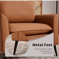thumbnail image 3 of Faux Leather Accent Chair Set of 2, Upholstered Armchairs with Cushioned Seat, Modern Single Chairs for Living Room Bedroom Office, 3 of 8