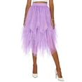 thumbnail image 4 of DAFEI Women Short Skirt Loose Sequin Skirt A-Line Fairy Patterned Elastic Waist Ruffle Layered Midi Skirt, 4 of 6