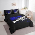 thumbnail image 2 of Castle Fairy Grunge Blue Basketball Print Queen Bedding 7pcs, Urban Sports Themed Bedding Comforter Set Queen, Black Blue,Black Reversible, 2 of 7