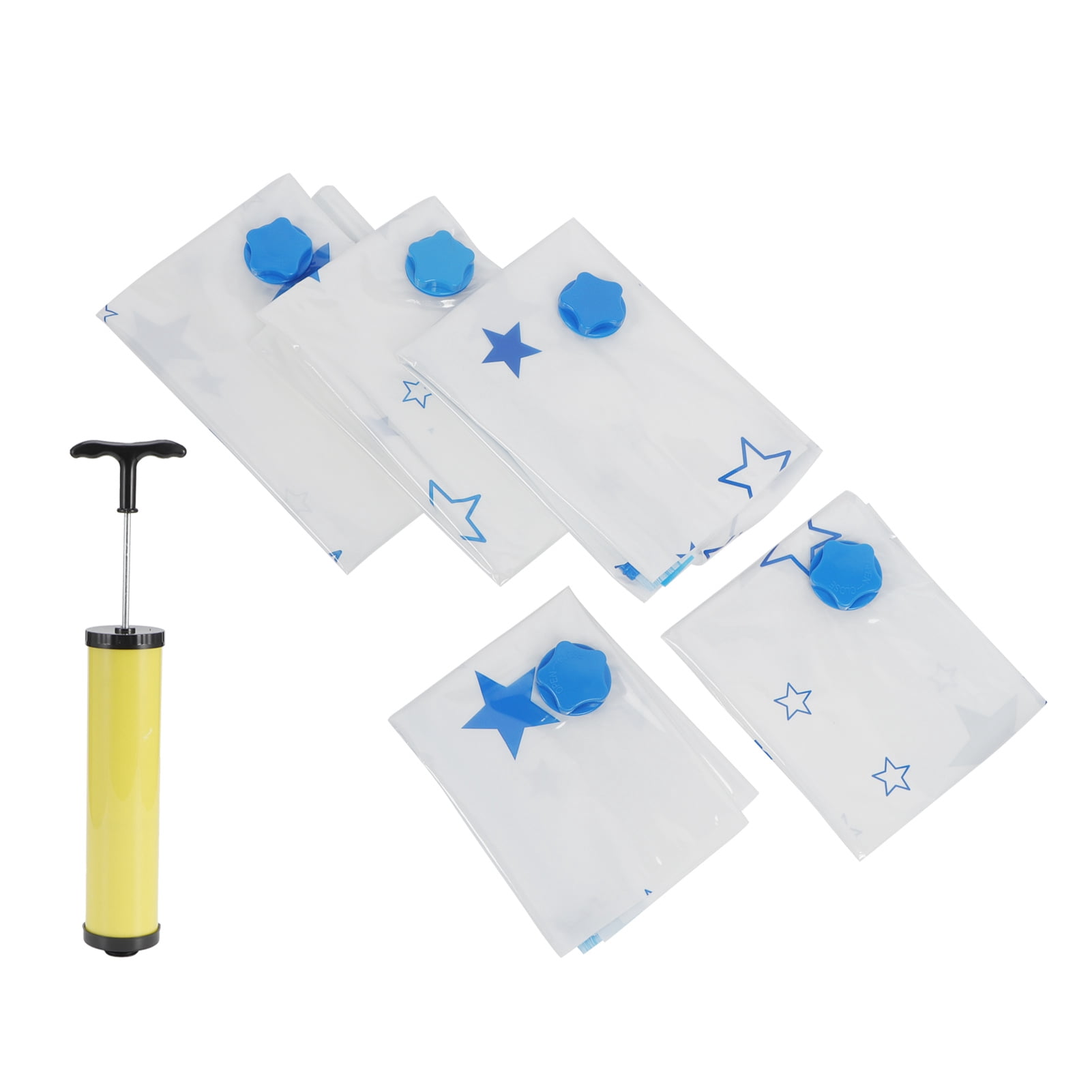Suodoka 6-Piece Reusable Vacuum Storage Bag Set with Hand Pump for Quilt Clothes Blanket Bedding Space Saving