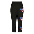 thumbnail image 6 of July 4th Clothes For Girls Elastic Waist Festival Print Capri Pants Slimming Casual Stretchy Capri Pant (12 Years, Black), 6 of 8