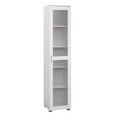 thumbnail image 6 of Kings Brand Furniture Romero Tall Curio Storage Cabinet with Doors - 5 Storage Shelving & 1 Glass Door Display & Corner Bookshelf Perfect for Living Room, Kitchen, Bedroom & Office (White), 6 of 8