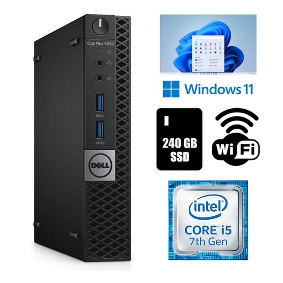 Restored Dell OptiPlex 5050 Micro Desktop Computer Intel Core i5 16GB RAM 240GB SSD Wi-Fi Windows 11 Pro (Refurbished)