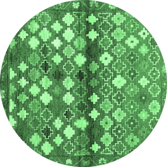 Ahgly Company Indoor Round Southwestern Emerald Green Country Area Rugs, 5' Round