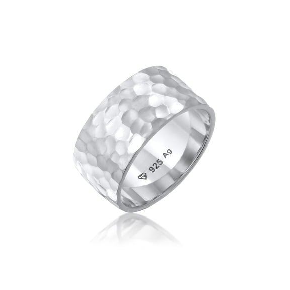 Elli by Julie & Grace Women's Hammered Wedding Band Ring 925 Silver