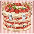 thumbnail image 1 of Metal Light Switch Plate Cover Elegant Strawberry Cake Striped Wallpaper Pink CAK053, 1 of 1