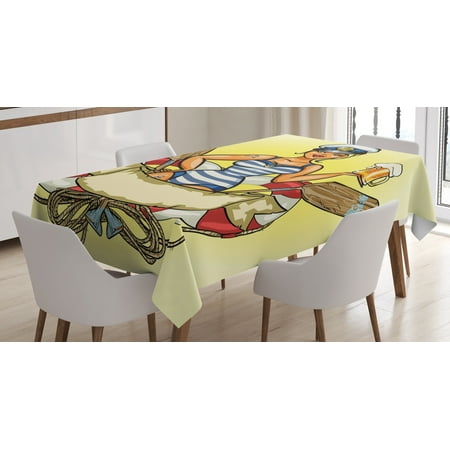 

Ambesonne Retro Tablecloth Rectangular Table Cover Sailor Blonde in 60 x90 Multicolor
