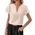 thumbnail image 1 of Blouses pour Femmes Chic Décontracté Col Rond Manches 3/4 Coupe Ample Hauts 1 Pce, 1 of 9