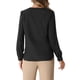 thumbnail image 3 of Blusa de trabajo casual de manga larga con botones y pliegues en V para mujer INSPIRE CHIC XL negra, 3 of 6