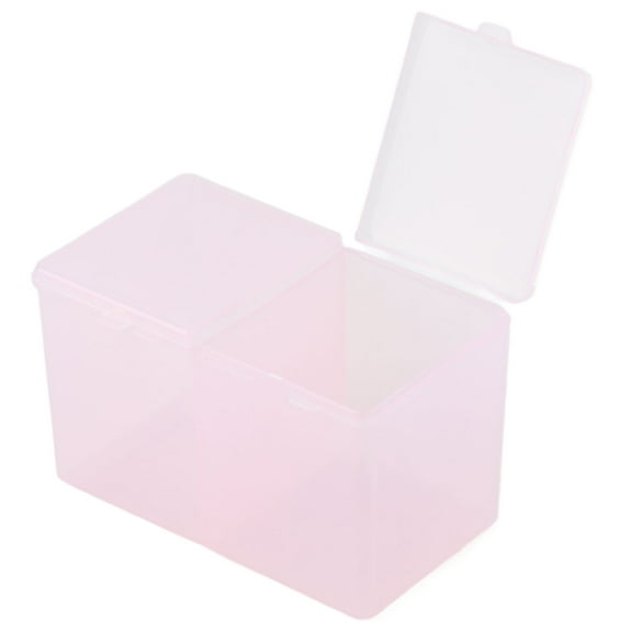 2 Partitions Square Cotton Ball Holder Clear Acrylic Bathroom Organizer With Lid Jars Storage Bathroom Accessories for Cotton Swabs Makeup Pads Cosmetics[Pink]