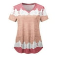 thumbnail image 1 of Haut de Sarrau pour Femmes Mode Manches Courtes Col en V Hauts Uniforme de Travail Imprimé Blouse à Poche Hauts, 1 of 4