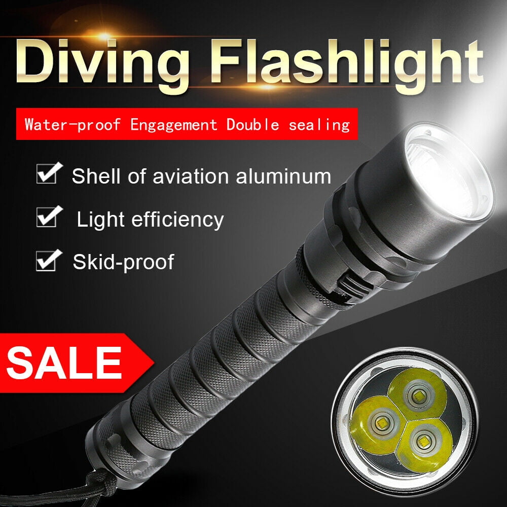 10000Lm 3 T6 XML LED Scuba Diving Flashlight Torch Light Lamp Underwater To 100m 