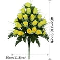 thumbnail image 2 of Artificial Cemetery Flowers, Grave Decorations Roses, Memorial Flowers Bouquet with Cemetery Vase, Sets (Yellow), 2 of 5
