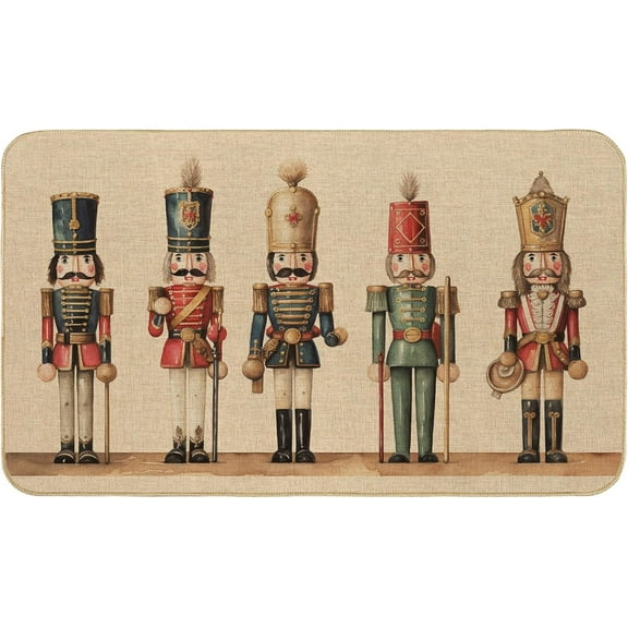 Christmas Doormat Vintage Nutcracker Floor Mat Non-Slip Xmas Front Door Rugs for Indoor Outdoor Kitchen Bedroom, 16×24 Inch, Brown.