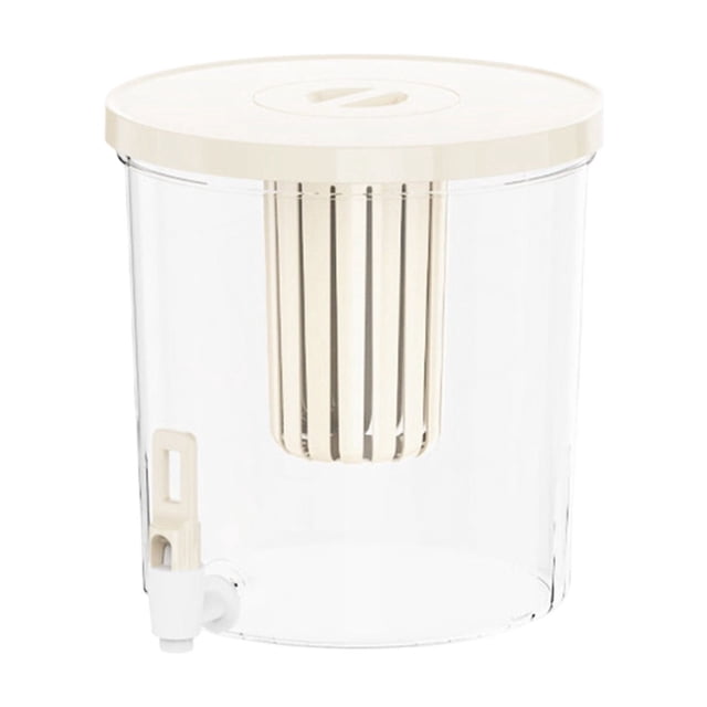 Beige Water Pitcher With Spout For Refrigerator Cold Beverage Dispenser Large Plastic Container 9.65 Inch