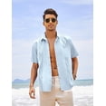thumbnail image 3 of Mens Linen Guayabera Shirts Short Sleeve Casual Button Down Shirts Summer Beach Wear, 3 of 6