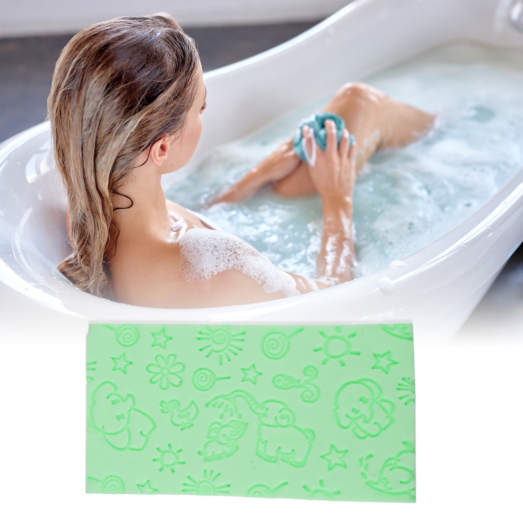 Unique Bargains Elephant Pattern Bath Sponge Body Scrubber 1 Pc Green