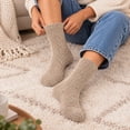 thumbnail image 5 of MKOSPLRT Winter Warm Home Sleeping Socks for Ladies Brown Plush Thick Flannel Fleece Mid‑Calf Floor Socks Cozy Fluffy Casual House Socks Night Rest Indoor Lounging, 5 of 8