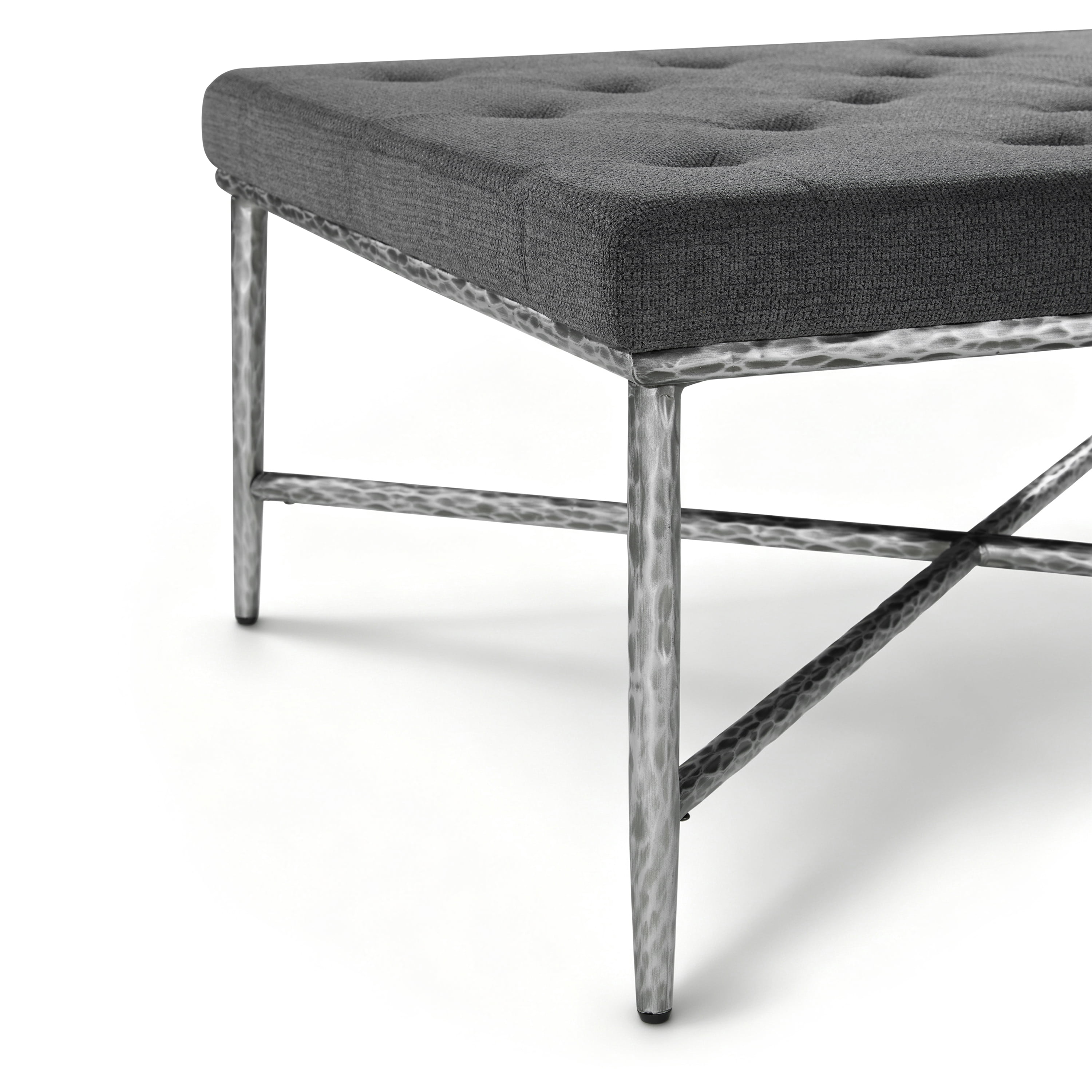 GARITIN Square Tufted Ottoman 36 Inch, Upholstered Footrest with Durable Metal Frame for Living Room Bedroom, Gray