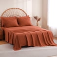 thumbnail image 6 of Sheet&Joy Twin Comforter Set with Sheets Burnt Orange - 5 Pieces Boho Tufted Shabby Chic Bed in a Bag, Fluffy Soft Farmhouse Bed Set for All Seasons, 6 of 7