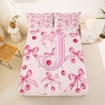 thumbnail image 5 of Manfei Girly Cherry Bow Design Queen Sheet Sets For Girls,Letter J Alphabet Initial Bed Set,4pcs, 5 of 6