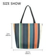 thumbnail image 5 of FORMRS Womens Canvas Tote Bag with Zipper Inner Pocket Shoulder Handbag, Navy Blue Stripes, 5 of 7